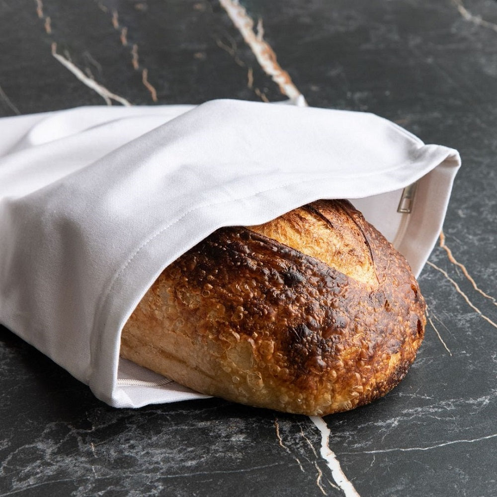 4MyEarth Bread bag in new Stone colour with sourdough loaf