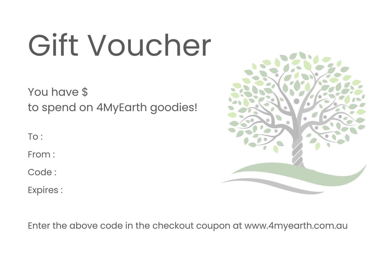 4MyEarth egift certificate 
