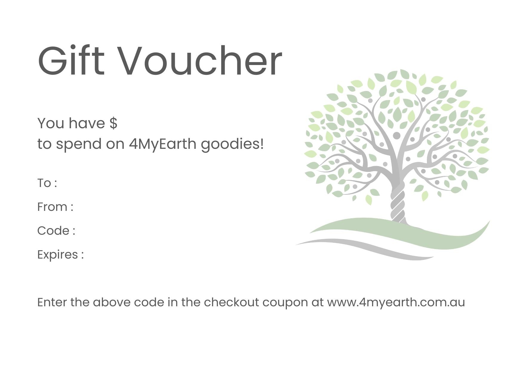 4MyEarth egift certificate 