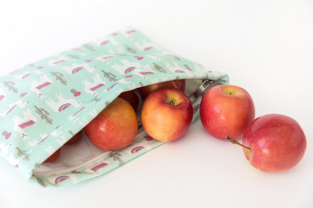 Machine washable resuable food storage bag - Llamas print