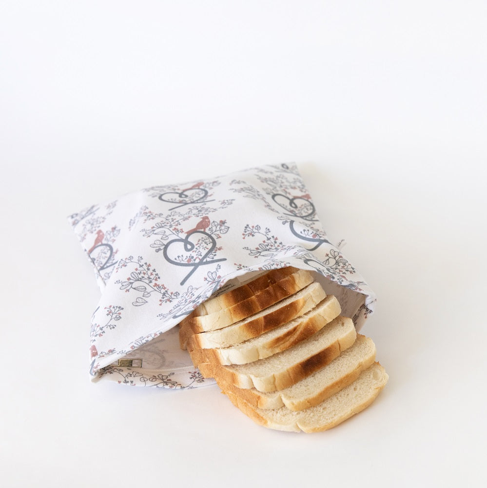 Autumn Birds Bread Bag from 4MyEarth containing raison toast.