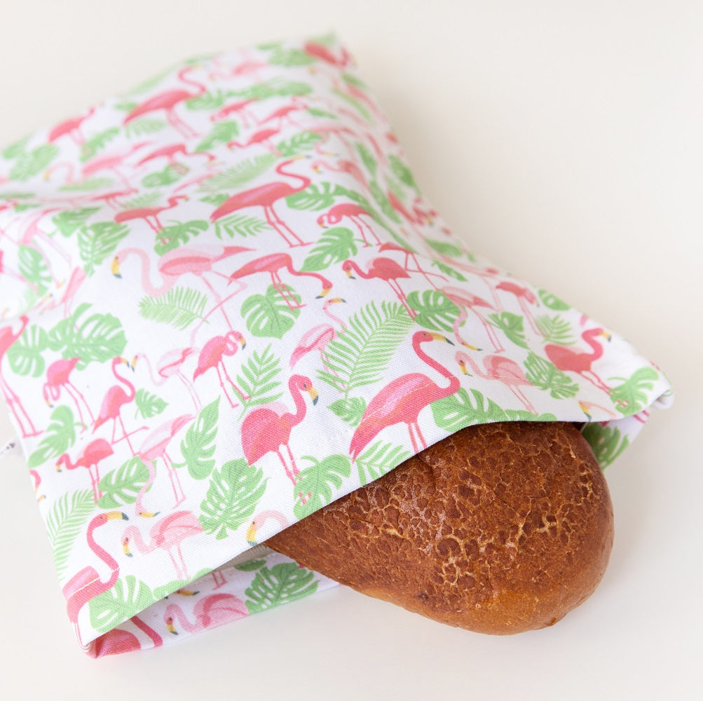 4MyEarth Bread bag in a pretty Flamingoes print
