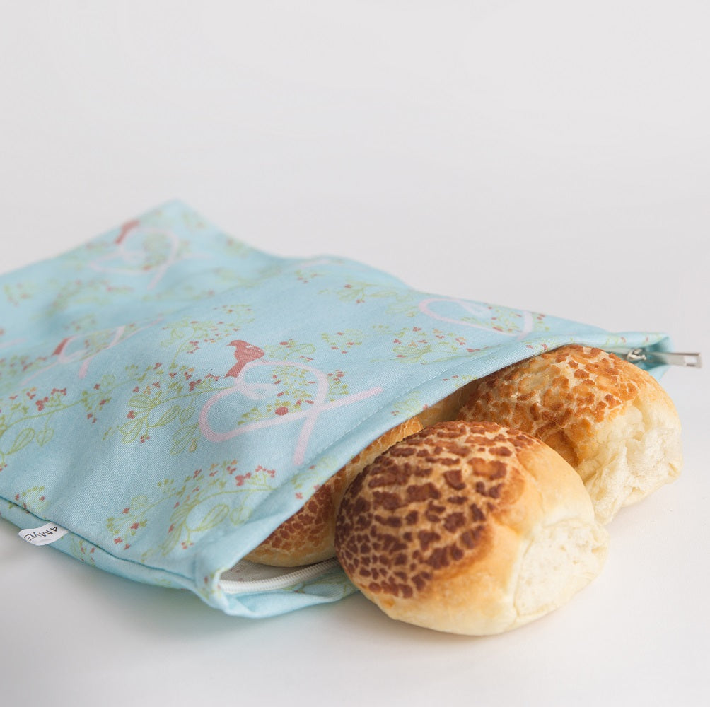 4MyEarth Bread bag in pretty blue Love Birds design