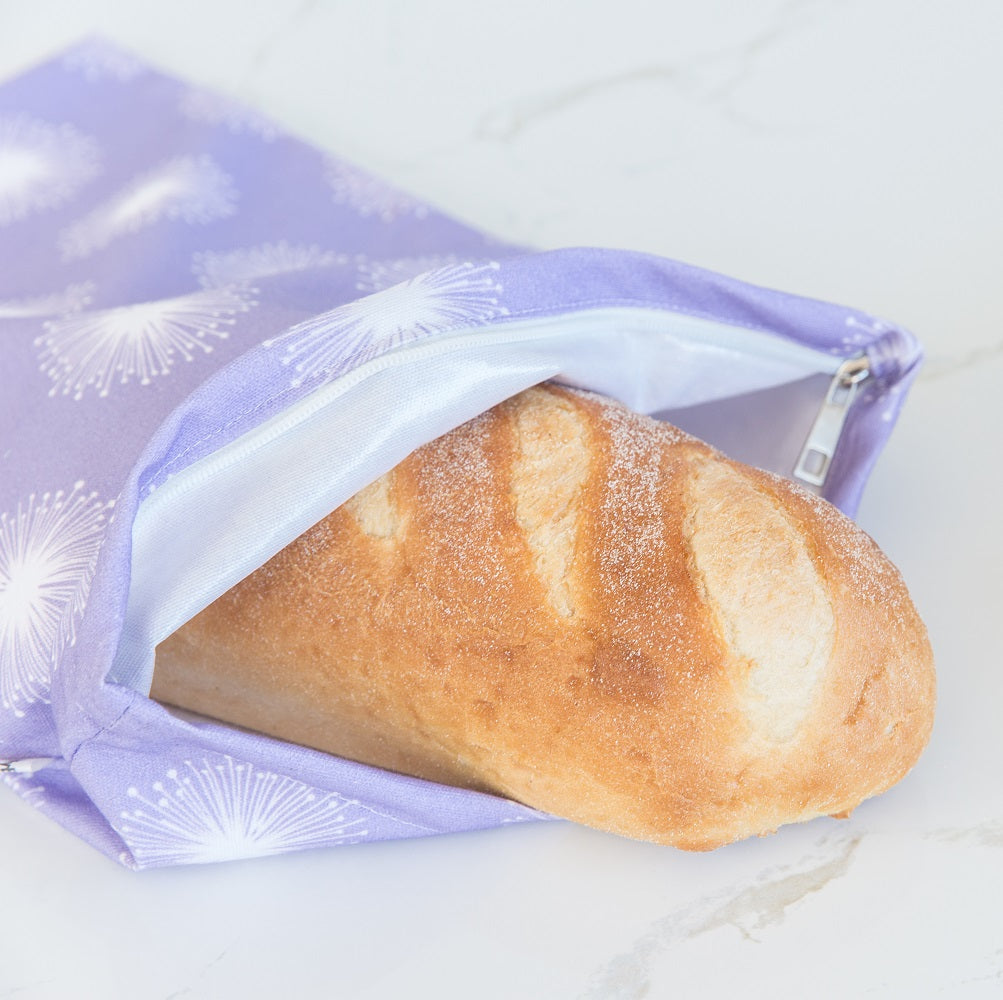4MyEarth Bread Bag in pretty Purple Dandelion design