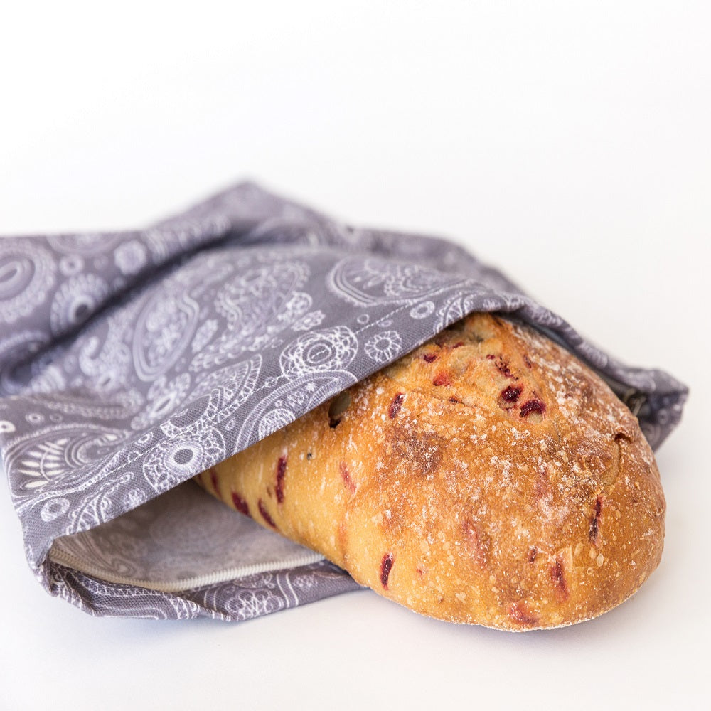 4MyEarth Bread Bag in a lovely Grey Paisley print