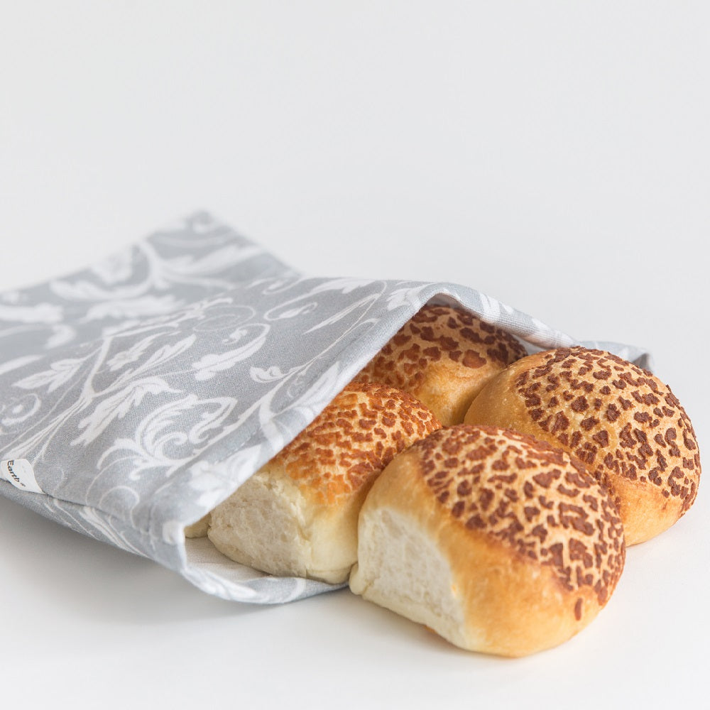 4MyEarth Bread bag in Silver Vine design showing silverbeet, great for veggie storage