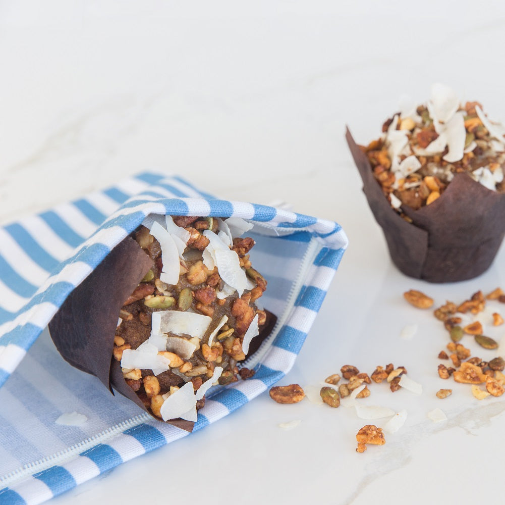 4MyEarth Food Bag Denim Stripe with yummy cakes