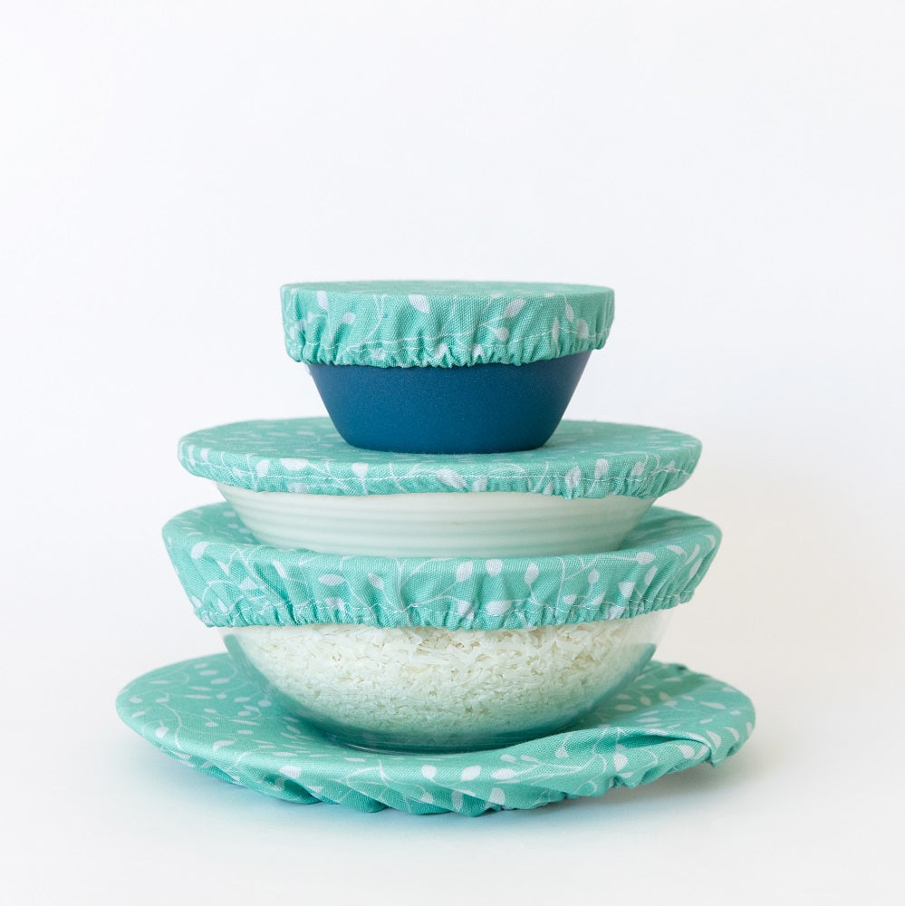 4MyEarth Food Cover set in Leaf Green print