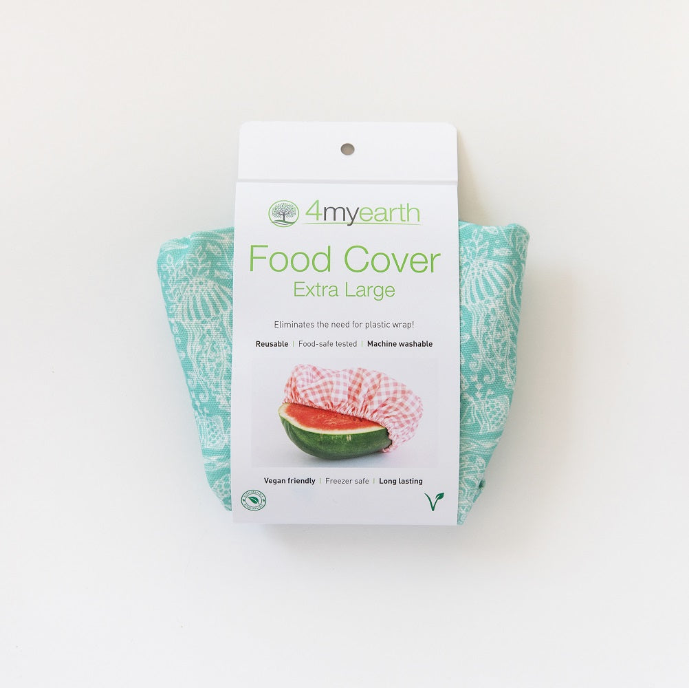 4MyEarth Food Cover XL in ocean print shown in packaging